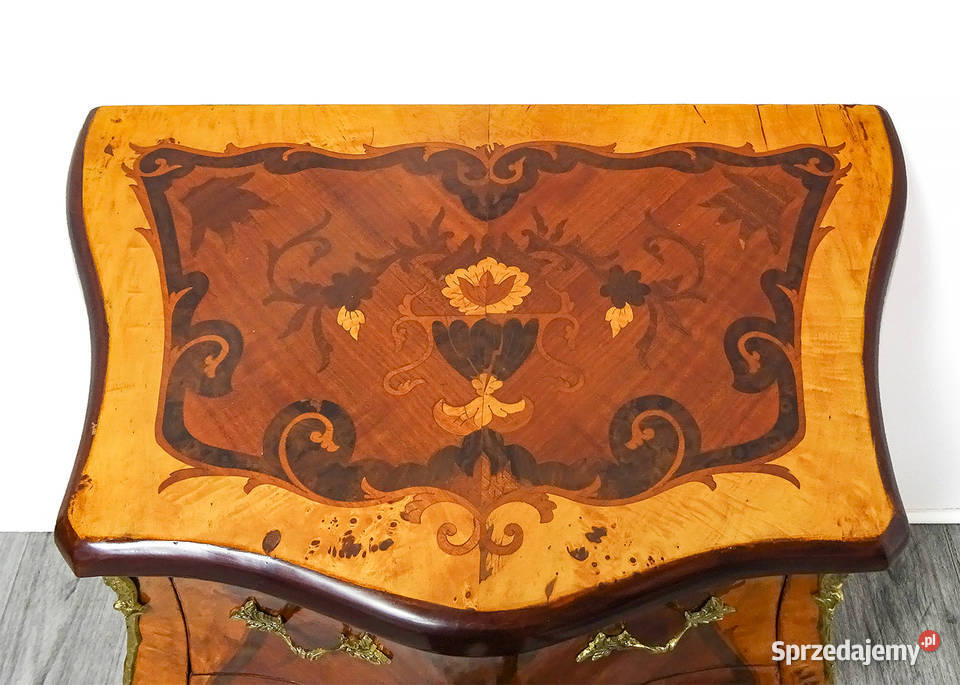Stylowa KOMODA brzuchata EMPIRE intarsja ORZECH 63cm Kalisz