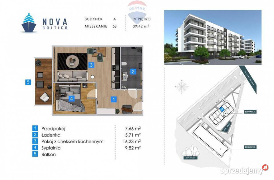 Mieszkanie z widokiem na katedrę 4 piętro A58 Sprzedaż zachodniopomorskie Kołobrzeg
