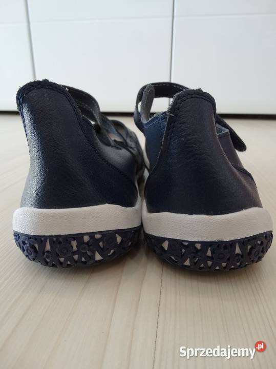 Buty Skórzane Naturalna Skóra Granatowe Półbuty Łomża