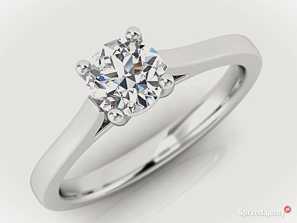 Pierścionek z brylantem 052 ct białe złoto pr Zegarki i Biżuteria mazowieckie Pruszków