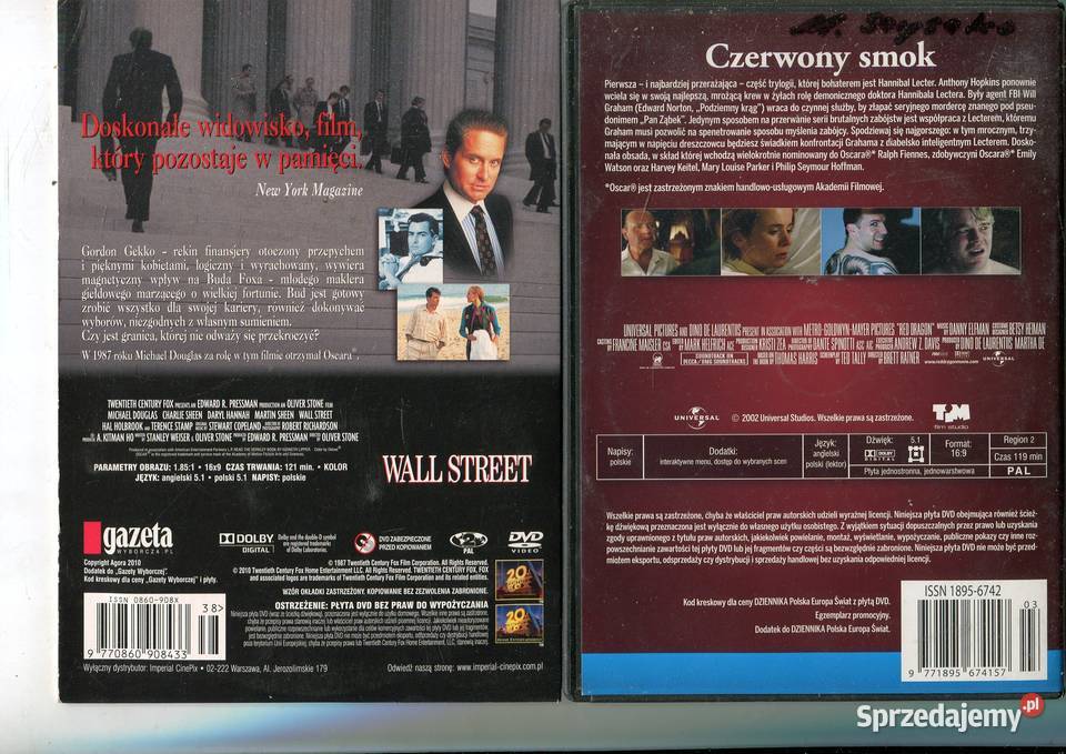 Czerwony smok Wall Street 2 Filmy DVD Szczecin