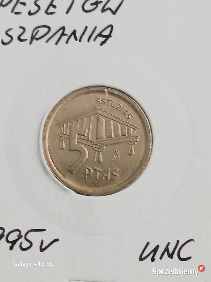 5 Pesetów Hiszpania 1995 r UNC wielkopolskie Konin