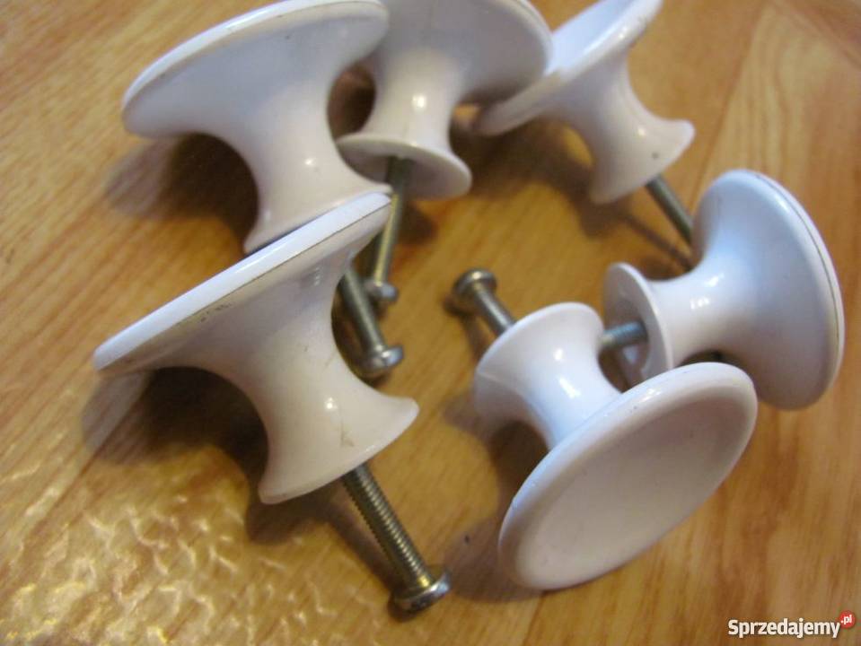 rączki uchwyty do szafek białe okrągłe 2.5cm Zamość