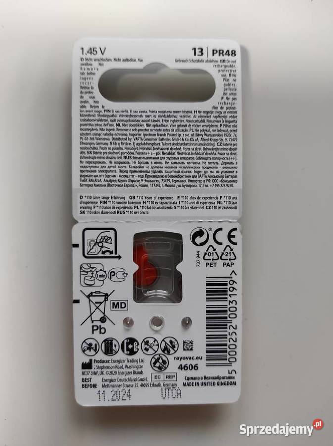 Baterie PR48 Rayovac 145V NOWE OPAKOWANIE 6 sprzedam