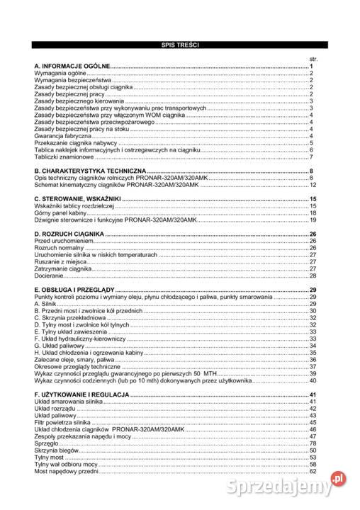 Instrukcja obsługi Pronar MTZ 320 AM 320 AMK Stalowa Wola sprzedam