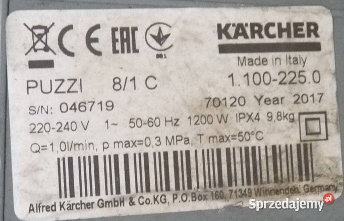 Odkurzacz piorący Karcher Puzzi 81C Wrocław sprzedam