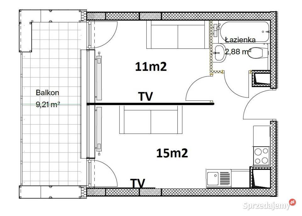 Mieszkanie 2885m2 2 pokoje Lublin 28.85m2