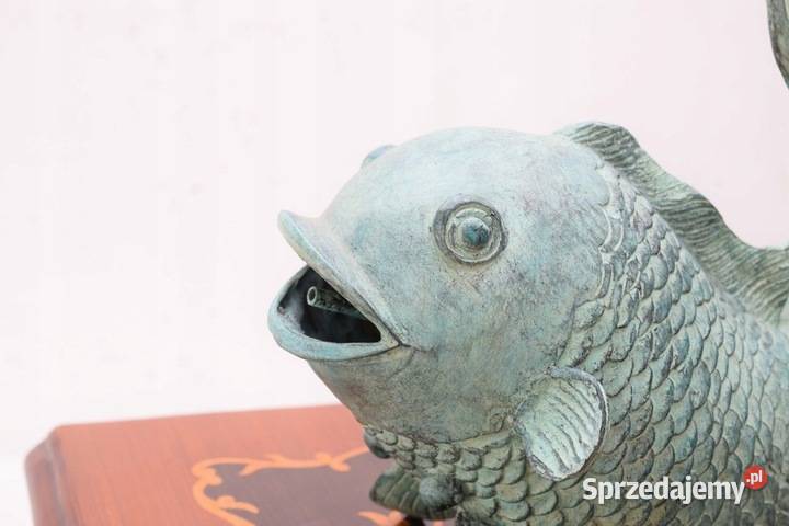 Ryba Rybka Fontanna z Brązu Patyna Dekoracja Fontanny i kaskady Dom i Ogród