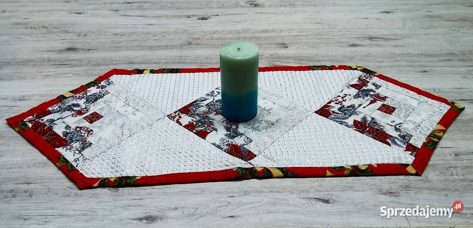Świąteczny bieżnik patchwork srebrne akcenty Piaseczno