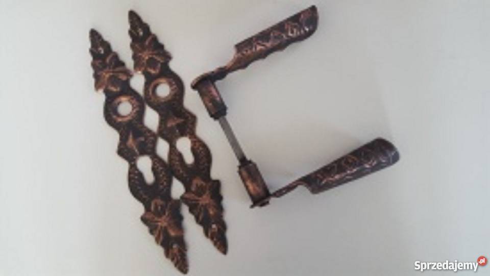 Klamka kuta z szyldem PATYNA czarna POLSKI WYRÓB Metalowe Rzeszotary