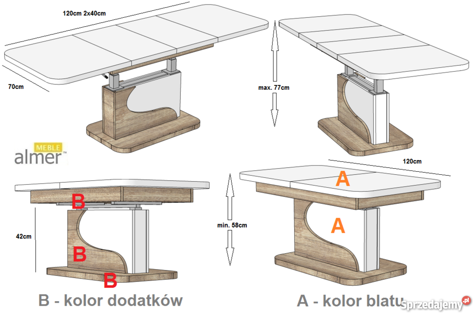 Ława L492 BLAT POŁYSK rozkładana do 200 Radomsko sprzedam