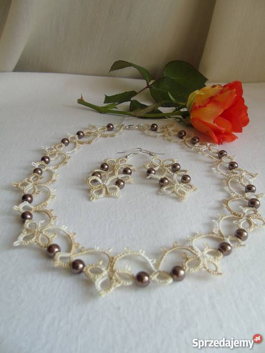 Biżuteria Frywolitkowa Wiśniowa