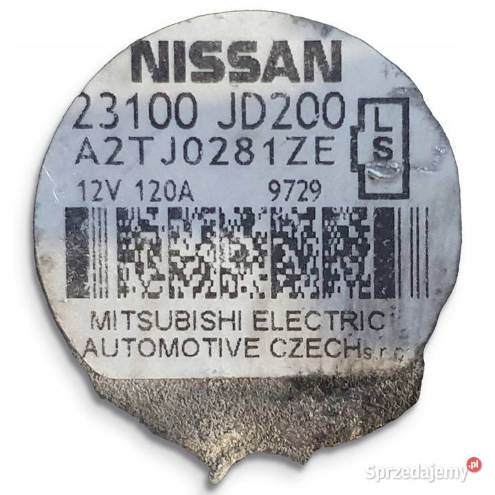 ALTERNATOR Nissan Qashqai 20 16V 23100JD200 Chełm sprzedam