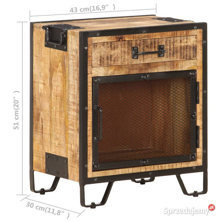 Szafka nocna 43x30x51 lite surowe drewno mango Warszawa