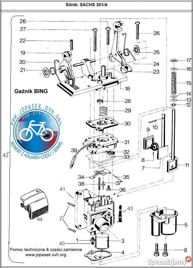 uszczelek papierowych gaźnik BING TK rower sach Łódź sprzedam