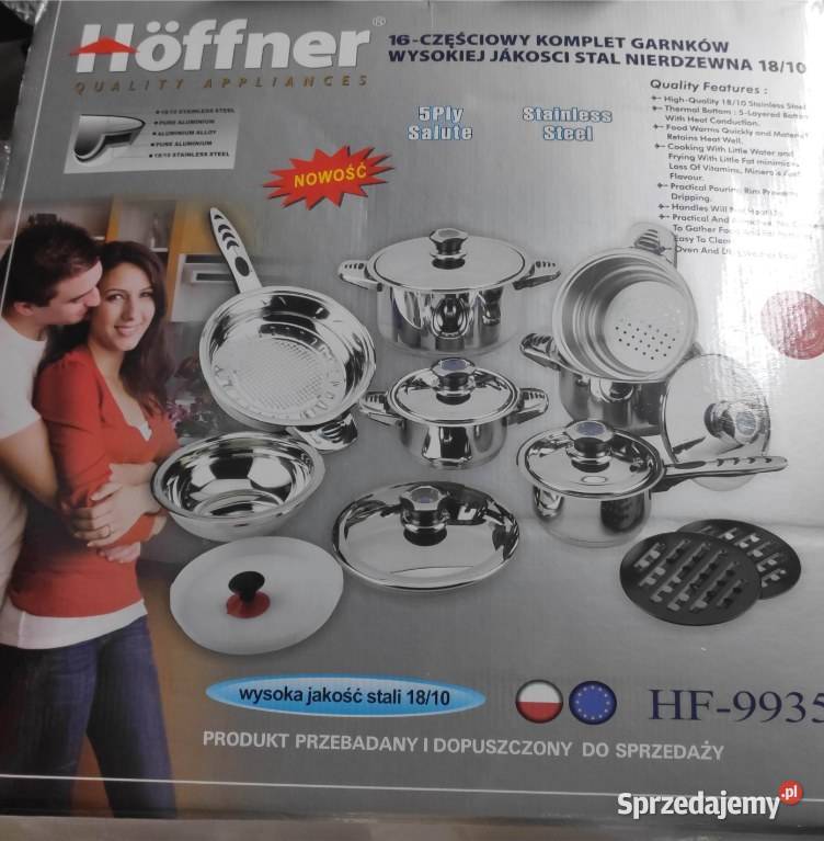 Komplet garnków Hoffner 16el garnki stalowe z Dom i Ogród łódzkie Łódź