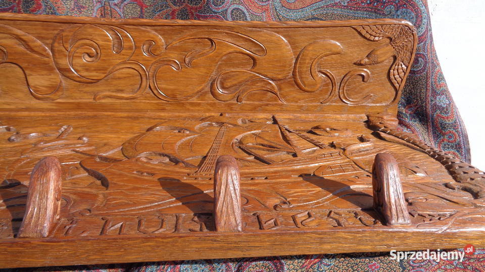 wieszak rzeźbiony motyw marynistyczny statki kujawsko-pomorskie Strzelno