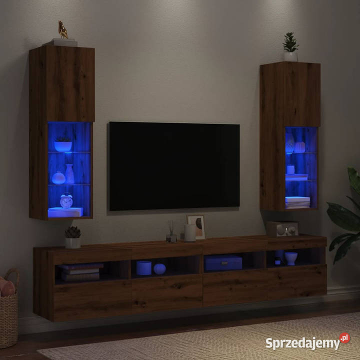 Szafki TV z LED 2 dąb artisian 305x30x102 RTV mazowieckie Warszawa