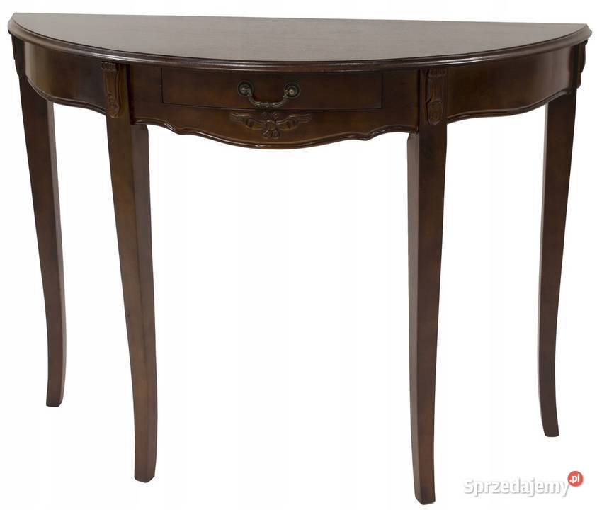 Półokrągła drewniana konsola stolik, 2 nogi