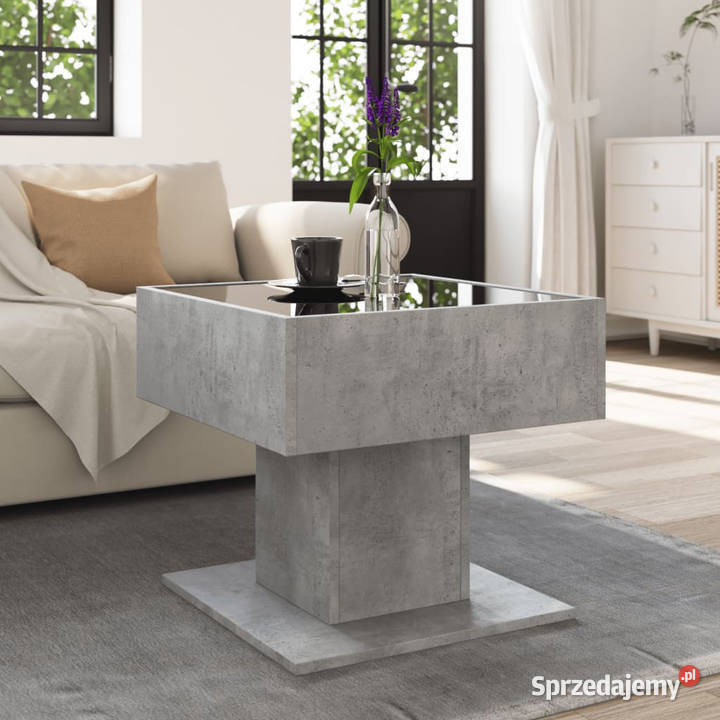 Stolik kawowy z LED szarość betonu 50x50x45 Warszawa
