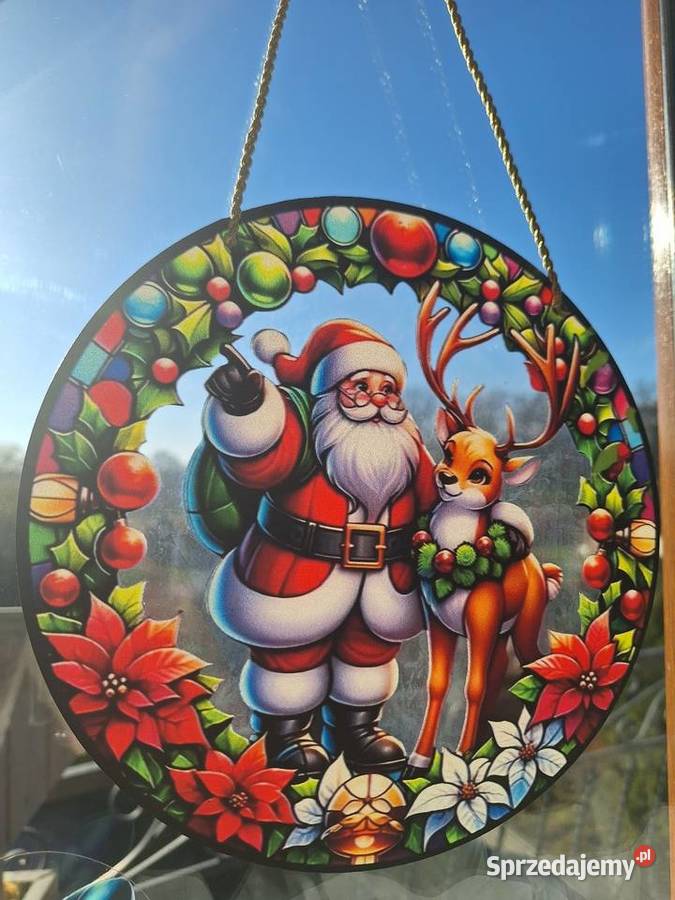Witraż świąteczny na okno szybę dekoracja ozdoba Kalisz
