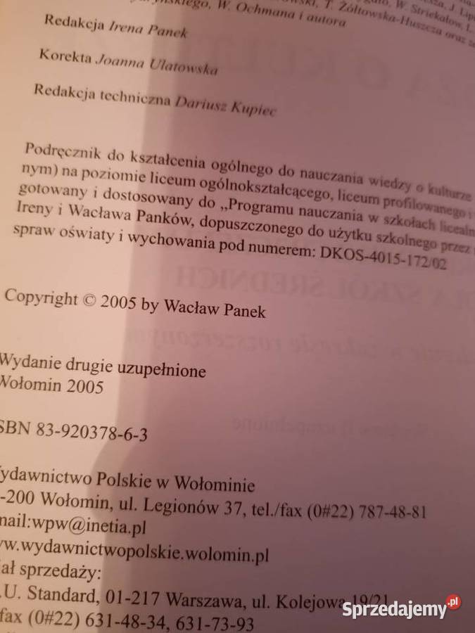 Wiedza o kulturze Panek Wołomin unikat Warszawa