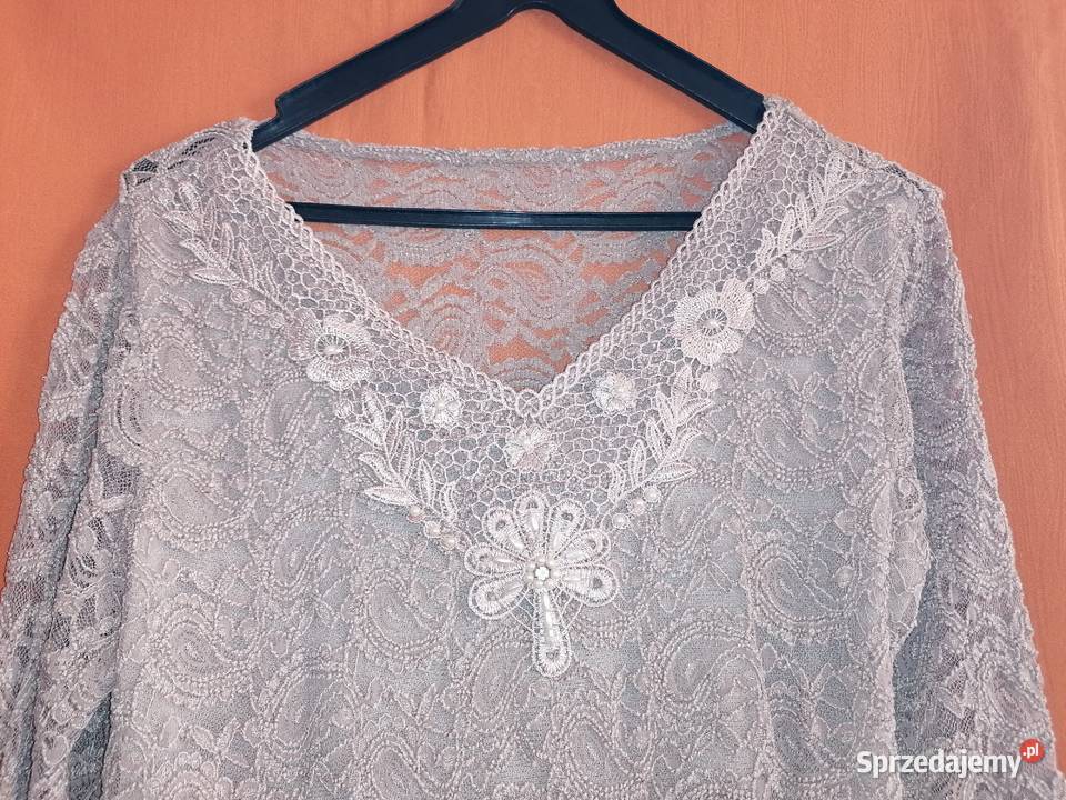 Bluzka koronkowa beżowa rozmiar ML brązowy/beżowy łódzkie Łódź