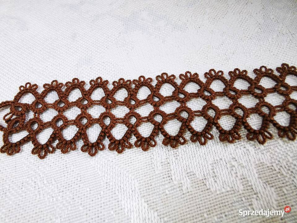 Bransoletka frywolitkowa Wiśniowa