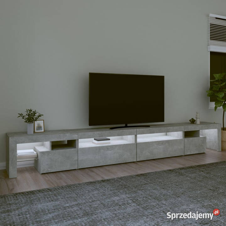 Szafka pod TV z oświetleniem LED szarość betonu Warszawa