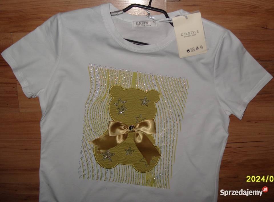NOWY TSHIRT z Miśkiem kokarda cyrkonie r ML Rawicz sprzedam