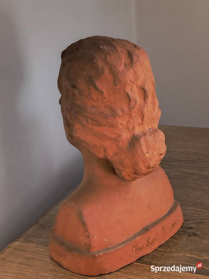 rzeźba figurka popiersie kobiety glina Piotrówek