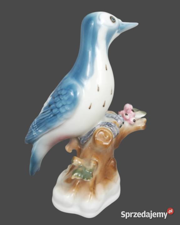 Dzięcioł niebieski Zsolnay Ferenc ry Węgry lata Porcelana i szkło Bronisze