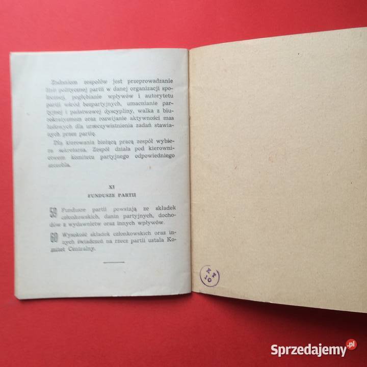1950 Statut PZPR Antykwariat Szczecin