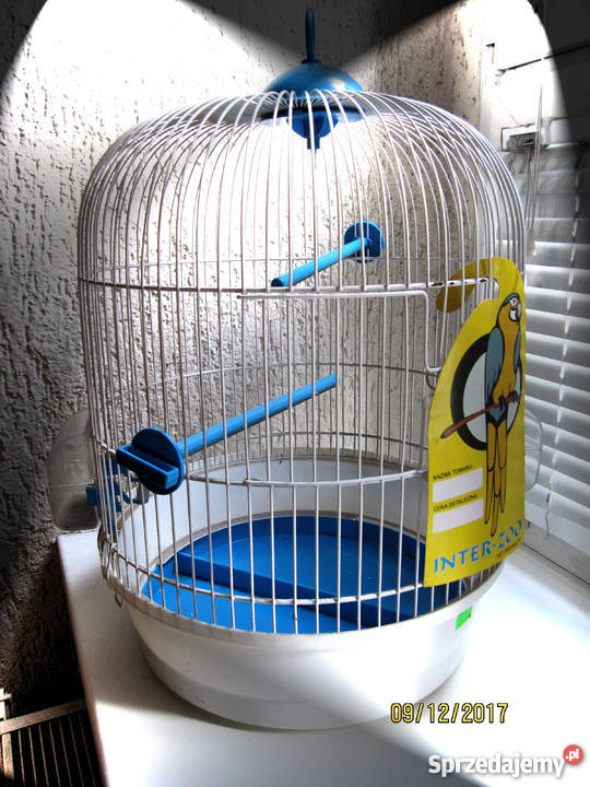 Okrągła klatka dla ptaków, papug, kanarka + wyposażenie z ni