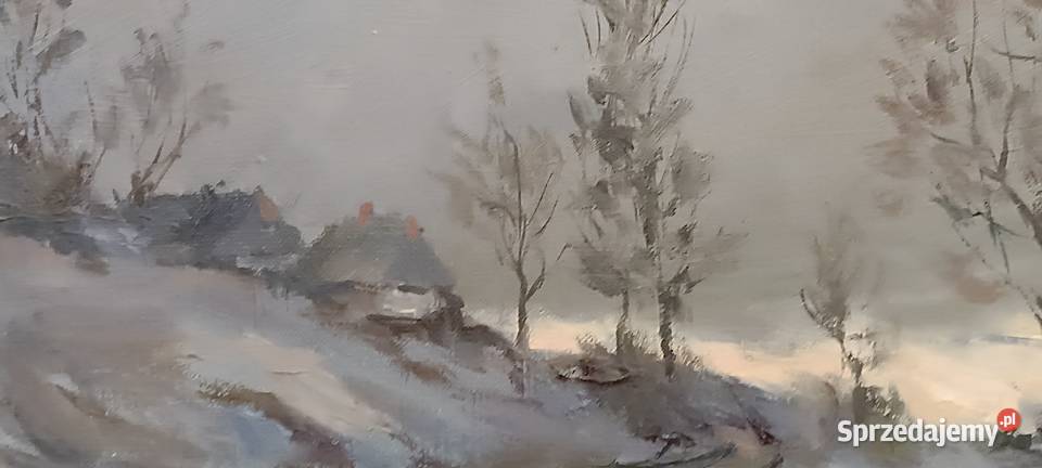 Wieczór zimowy 1982 Józef Olejarka olej na Kraków sprzedam