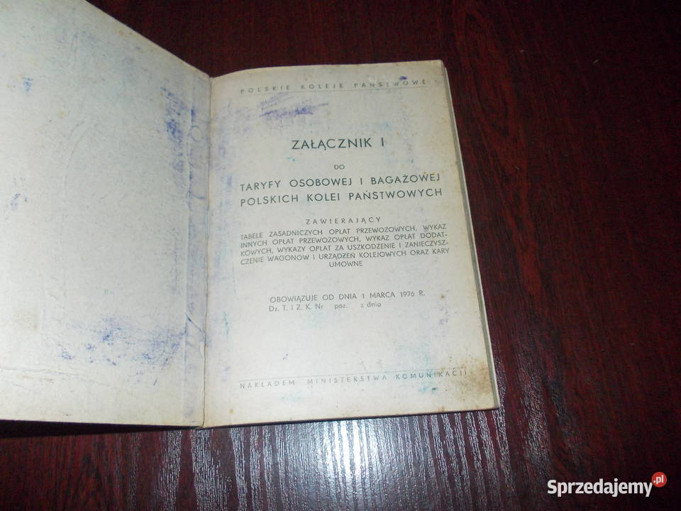 Załącznik do taryfy PKP z 1976 roku 1578 Stalowa Wola