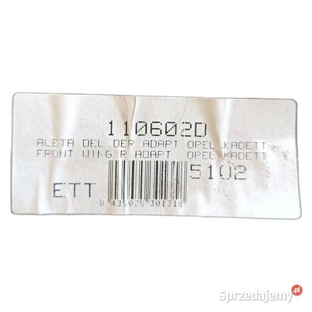 Błotnik przedni prawy Opel Kadett element Rok produkcji 1979