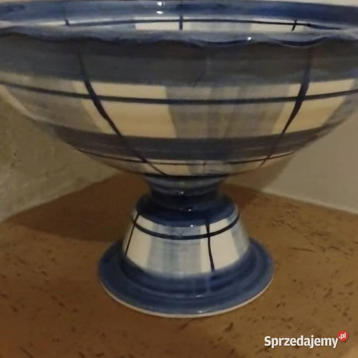 Duża PATERA NA NÓŻCE ceramika z Biot Francja Lublin