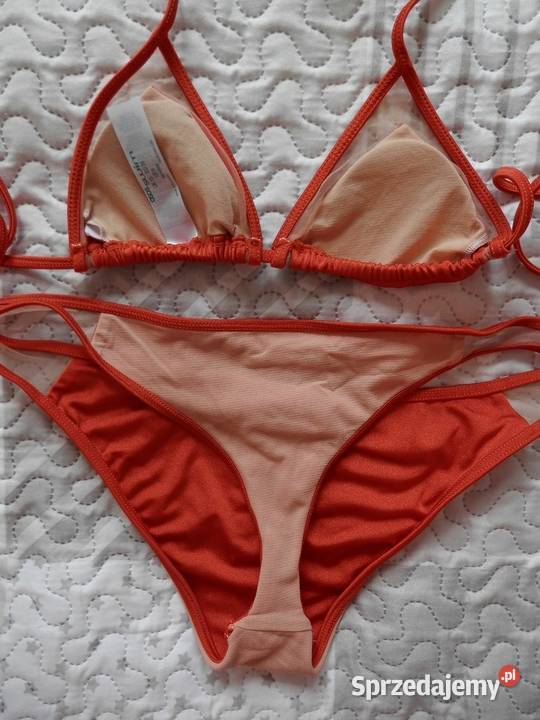 Strój Kąpielowy Bikini Trójkątne Miseczki Rudy pomarańczowy Łomża sprzedam