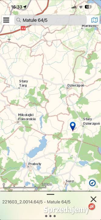 Działka drodze asfaltowej Matule