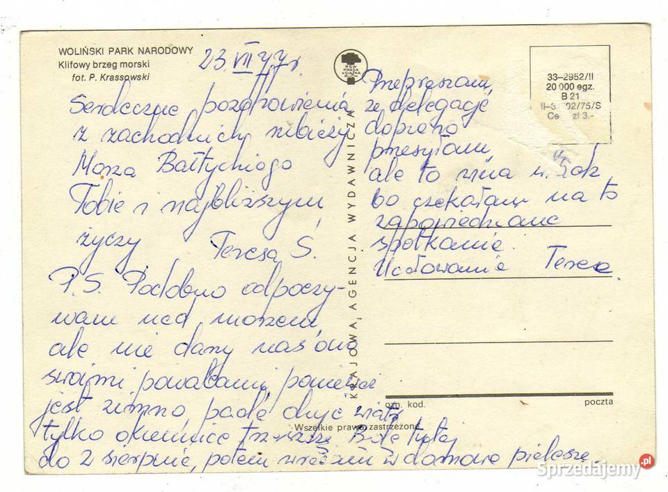 WOLIŃSKI PARK NORODOWY 1 POCZTÓWKA Pocztówki i karty telefoniczne świętokrzyskie Krynki