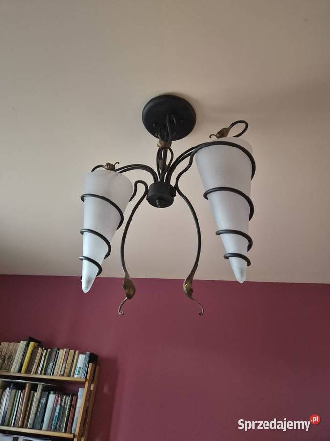 Żyrandol kowalstwo artystyczne stal szkło sprzedam