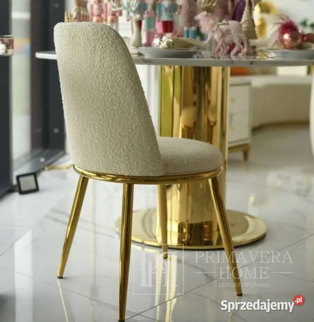 Krzesło glamour do jadalni, designerskie,złote ENZO BOUCLE
