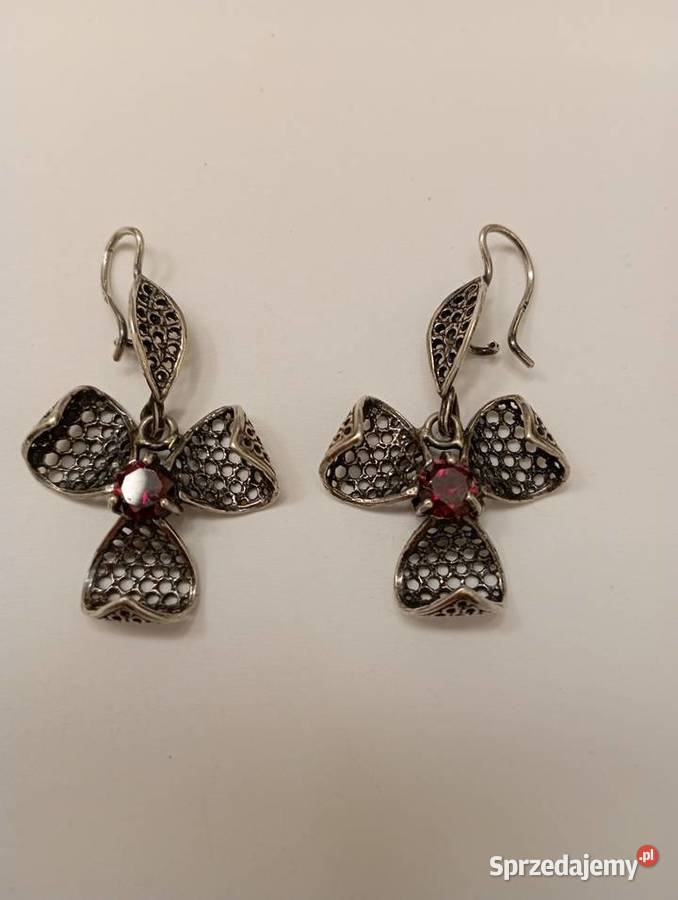 Kolczyki srebrne z rubinami Radom sprzedam
