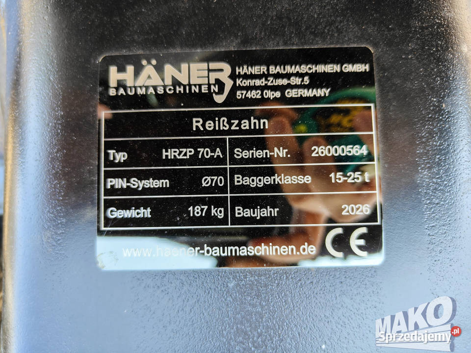 Nowy zrywak do koparki Haner HRZP 70A Miller fi Ostrowiec Świętokrzyski