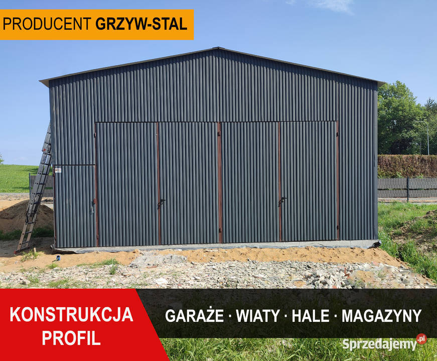 Garaż Blaszany Grafitowy Dwuspadowy HalaMagazyn 214zł/m2 Wągrowiec