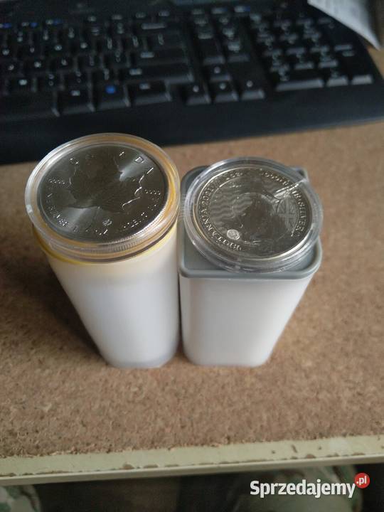 Srebrne monety 1oz Britannia i Liść Klonu 25 Kolbudy