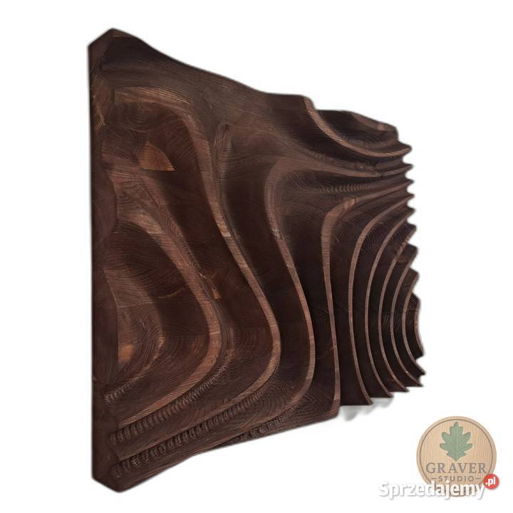 Płaskorzeźba drewniana fale wody dekoracja Malechowo sprzedam