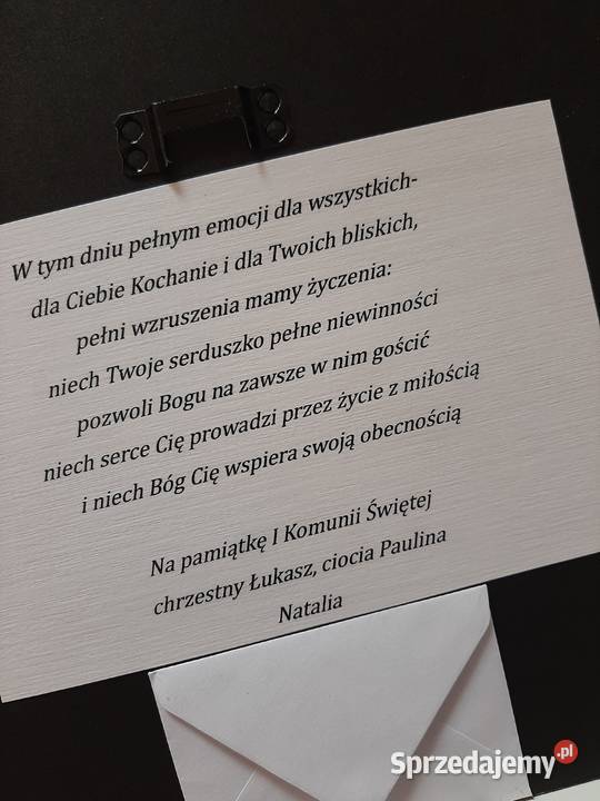 Pamiątka I Komunii Świętej w ramce 27x27 wielkopolskie Wilkowice