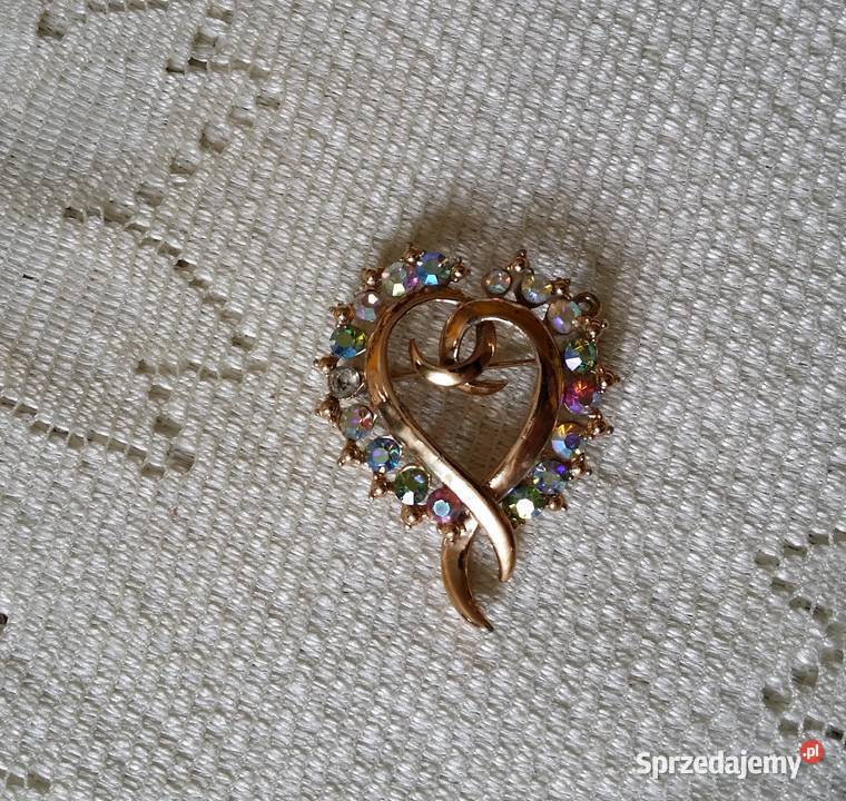 Stara broszka serduszko zawijane Ochojno